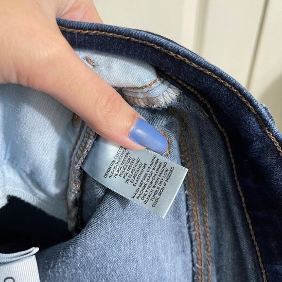 Made And Loved LOFT Womens Blue Dark Wash Stretch Raw Hem Skinny Jeans Size 0/25 - Picture 6 of 8